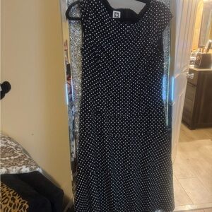 Elegant Black and White Polka Dot Dress